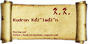 Kudron Kálmán névjegykártya